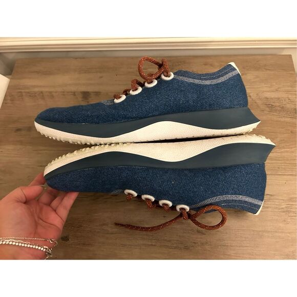 Allbirds Wool Dasher Mizzle Knit Running Shoes Mens 13 Blue Lace Up Sustainable